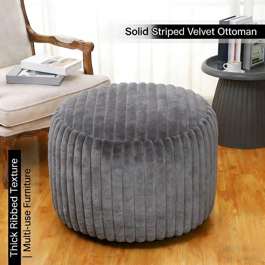 Sarung Bangku Pouf Kosong | Mudah Mengisi Rumah Anda | Bangku Kaki Empuk dan Solusi Penyimpanan Hemat Ruang | Wajib Dimiliki untuk Dekorasi Rumah Modern - Grey - View 1