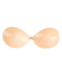 Women's Skin-Tone Strapless Lift-Up Bra, Front Closure Design, Knitted Fabric, Reusable, Self-Adhesive - Apricot - View 22