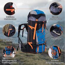 Zaino tattico CITYSPORTS PRO 60L con copertura antipioggia per escursionismo, blu scuro - Blu - Visualizzare 3