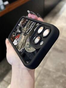 Fundas de moda para teléfonos: fundas estampadas, compatibles con los modelos de la serie Apple 11/12/13/14/15/16/974, con cubierta para la lente de la cámara. Un regalo ideal para San Valentín, Navidad y otras ocasiones festivas. - Negro - Ver 2