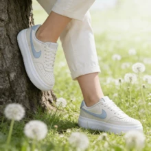 Nike COURT VISION ALTA Women's Breathable Thick Sole Classic Sneakers DZ5394-106 - Beige Blue - View 1