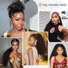 360 Lace Front Wigs Human Hair Hidden Strap Deep Wave Lace Frontal Wig Pre Plucked Drawstring Wig Human Hair 250 Density HD Full Lace Front 360 Glueless Wigs For Women 13x4 13x6 HD Deep Wave Human Hair Wig 5x5 6x4 Lace Wear And Go Curly Glueless Wig Human Hair Suitable For Your Birthday Party, Graduation Ceremony, Wedding, Vacation, And Daily Life, Can Also Be Used As Gifts For Family And Friends - Natural Black - 查看 9