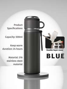 1个500毫升不锈钢水瓶，大容量带提手，保温，设计优雅，便携，适合旅行、运动、返校、露营等场合，是露营必备品。 - 彩色 - 查看 13
