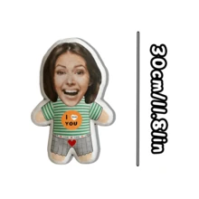 1 Personalized Fun Face Pillow - Customized Photo Double Sided Printing, Customized Face Pillow - Home Style, Ideal Gift For Birthday, Thanksgiving, Christmas - Green Stripes - View 5