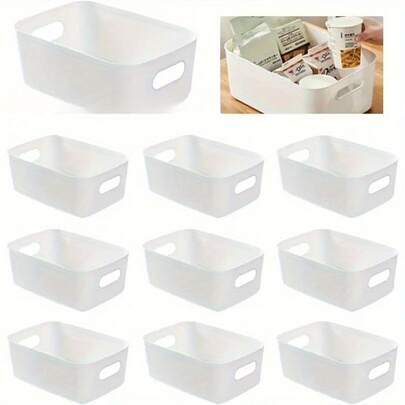 10 Pieces Multifunctional Storage Box Set, Plastic Organizer For Cosmetics, Snacks, Kitchen, Bathroom, Dormitory, Storage Boxes, Baskets, Boxes, And Containers For Home Organization