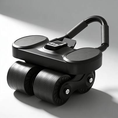 Upgraded 4-Wheel Ab Roller With A Timer, Featured With Four Stable Wheels To Prevent Tipping Over And An Automatic Rebound Function. It Is A Home Fitness Equipment Designed For Exercising 8-Pack Abs, Back Contour, As Well As The Waist, Abdomen, Legs And Arms.
