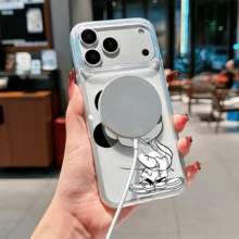 Disney Mickey Mouse Street Style Clear Phone Case: Cool Monochrome Line-Art Mickey In Hoodie & Cap, Magnetic Charging Compatibility & Shockproof Air Cushion Corners For IPhone 17, 16, 15, 14, 13, 12, And 11 Pro Models. Constructed With Durable TPU And Includes Shockproof Protection. A Perfect Gift For Family, Friends, Birthdays, Holidays, And Special Occasions. - 無色 - 查看 6