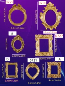 1件复古欧式风格框画，金色树脂迷你欧式复古浮雕照片展示架，适合情人节、家居装饰、天使椭圆形小相框、北欧ins风装饰、摄影道具 - 多色 - 查看 10