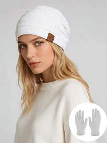 1pc Or 2pcs Gothic Style Men Embroidered Scarf Knitted Beanie, Women's Fashion Street Ski Hat, Warm And Versatile Cold Weather Cap, Loose Fit. - H - View 15