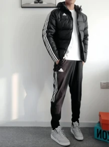 Adidas 阿迪达斯 Tiro21 Wov Pnt 复古运动足球训练侧条纹针织裤，男款，黑色 - 黑色 - 查看 7
