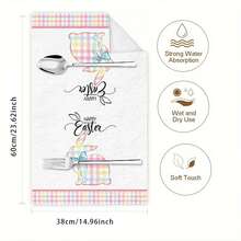 2/4/48pcs Easter Theme Kitchen Dishcloths, Colorful Plaid Rabbit Pattern Polyester Dishcloths, Absorbent Soft , Suitable For Daily Kitchen Cleaning, Decorate Holiday Atmosphere, Practical And Decorative, Easter Decoration, Kitchen Dishcloths - Multicolor - View 12