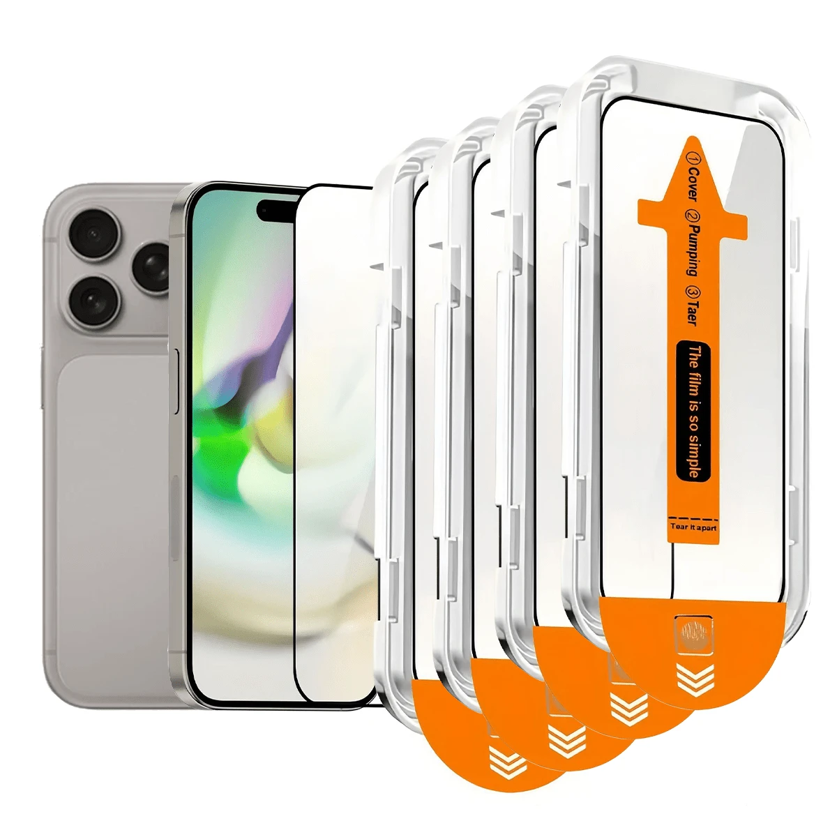 4pcs High Definition Transparent Tempered Glass Screen Protector, With Installation Tools And Auto-Alignment Tool, Compatible With IPhone 17 Pro Max/17 Pro/17 Air/17/16 Pro Max/16 Pro/16 Plus/16E/16/15 Pro Max/14 Pro Max/13/12/11 Series, Full Screen Coverage, Anti-Fingerprint, Anti-Drop, Anti-Scratch, 9H Hardness Tempered Glass Screen Protector - Clear - View 1