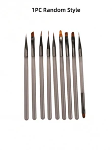 9pcs Japanese Gray Series Nail Art Pen Set, Includes: Nail Brush, Lining Pen, Double-Ended Pen, Structuring Pen, UV Gel Paint Pen, Gradient Pen, Suitable For Nail Salons And Home Use - Light Grey - View 9