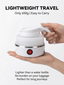 SOKANY 09089 Hervidor eléctrico plegable de silicona de 600W, olla interior de acero inoxidable 304, apto para uso doméstico y de viaje - Blanco - Ver 1