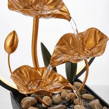 LUMIARTISAN 3-Tier USB Tabletop Fountain | Golden Lotus Leaf With Reflective Lighting | Zen Relaxation Gift - 黃金式三 - 查看 8