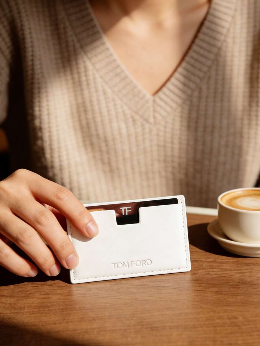 Tom Ford White Portable Leather Mirror Case With Double-Sided Makeup Mirror, Compact Travel Mirror - White - View 1