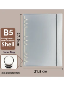 A5/A6/A7 pärm med 6 ringar, matt tryckknapp, lösbladsomslag till anteckningsblock, handgjord journal, minimalistiskt omslag, matt plasttryckknapp, dagbok, handgjord journalpärm, bokomslag med klistermärken, korthållare (A5 horisontellt, 45 ark, 90 sidor) - Genomskinlig - Visa 15