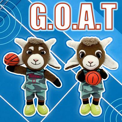 篮球山羊毛绒玩具，可爱运动主题篮球毛绒动物，柔软毛绒玩偶，送给孩子和球迷的礼物