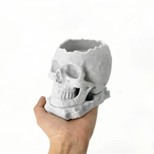1pc Gothic Style High-Quality Skull Shaped Drip Tray Planter, Breathable Anti-Rot, Suitable For Dining Room, Office, Foyer, Desk, Windowsill And Other Perfect Greenery Companion - A - View 6