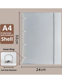 A5/A6/A7 pärm med 6 ringar, matt tryckknapp, lösbladsomslag till anteckningsblock, handgjord journal, minimalistiskt omslag, matt plasttryckknapp, dagbok, handgjord journalpärm, bokomslag med klistermärken, korthållare (A5 horisontellt, 45 ark, 90 sidor) - Genomskinlig - Visa 14