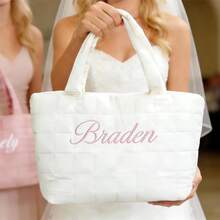 Personalized Embroidered Nylon Tote Bag, Custom Monogram Bridesmaid Gift,Custom Embroidered,Personalized Bag,Embroidered Gift,Monogram Bag,Bridesmaid Gift,Bubble Tote Bag,Cosmetic Pouch,Travel Makeup Bag,Zipper Pouch,Gift For Her,Wedding Party Gift,Quilted Tote,Everyday Bag - Multicolor - View 5