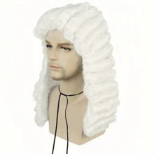 Judge Wig Lawyer Wig Powder Wig Long Curly Hair Wigs Men Colonial Period Wig Large Lawyer Wig Role Play Halloween Costume Party Cosplay Anime Clothing - Multicolor - View 1