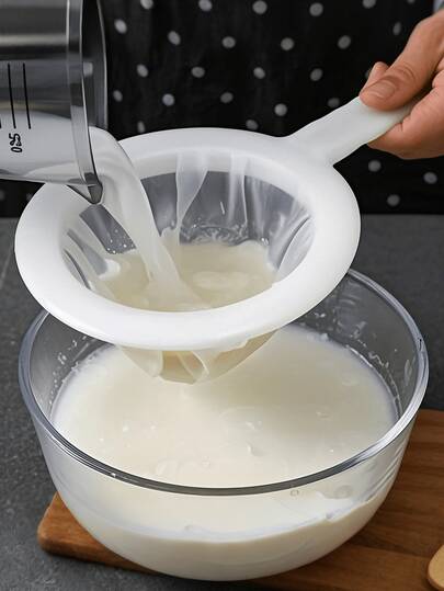 1pc 200 Mesh Reusable Fine Mesh Strainer - Unbleached Nylon Cheesecloth Kitchen Mesh Filter, Suitable For Almond, Soy Milk, Coffee, Yogurt, Juice, Tea Leaves Filtration, Great For Home Cooking, Camping And Coffee Lovers