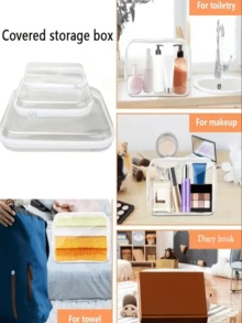 S/M/L/S+M+L Hot-Selling PVC Zipper Toy Storage Box, Transparent Hard Stackable Organizer Bag, Home Storage Container, Multi-Functional Transparent Design, Suitable For Clothes, Full-Function Storage Bag, Suitable For Travel, Back To School, School Supplies, Travel - Multicolor - View 7