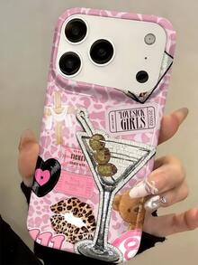 Stylish Cute Leopard Print Pattern Glossy Phone Case Compatible With IPhone 17ProMax 17Pro 17Air 17 16 15 14 13 12 11 Pro Max 16 15 14 Plus Cases Shockproof Back Cover Shell - Pink - View 3