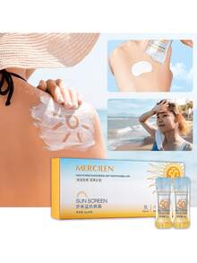 30Pcs/Box SPF50+PA++++ High Protection Sunscreen, Single Pack Sunscreen Lotion, Waterproof And Sweat-Resistant Face Protection Cream, Anti-Sun, Refreshing Without White Cast, Moisturizing, Portable Travel Sunscreen, Suitable For Outdoor Sports - Yellow - View 3