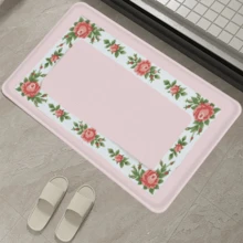 Ultra Soft Floral Bathroom Rugs Non-Slip Microfiber Washable Bath Rug Door Floor Mats,  Pink - mặc định - Xem 2