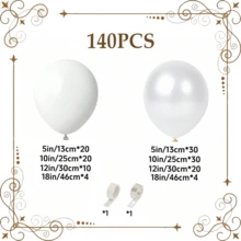 140Pcs White And Pearl White Balloon Arch Garland Kit,For Wedding Valentine Mather's Day Baby Bridal Shower Birthday Anniversary Decorations - trắng - Xem 2