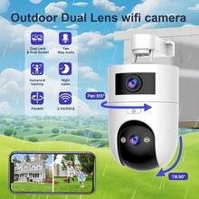 5MP Dual-Lens Outdoor Security Camera 5x Zoom, AI Tracking Supports 2.4GHz/5GHz Wi-Fi Connectivity IP66 Waterproof Design Motion Detection, Audio Alarms Color Night Vision Customizable Alert System Supports 24/7 Monitoring Essential Security Monitoring For Nannies, Elderly Care, And Pet Monitoring - Black and White - View 2