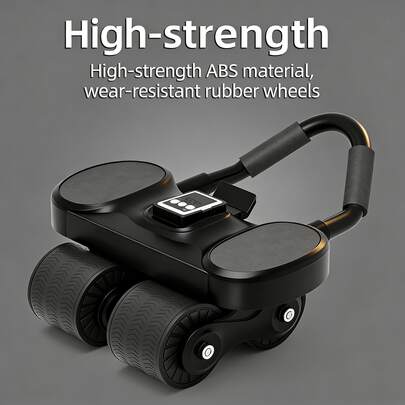 Rodillo abdominal de 4 ruedas mejorado con temporizador, con cuatro ruedas estables para evitar volcarse y una función de rebote automático. Es un equipo de fitness para el hogar diseñado para ejercitar los abdominales de 8 paquetes, el contorno de la espalda, así como la cintura, el abdomen, las piernas y los brazos.