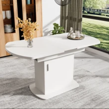 Dining Tables - White+Silver + Particle Board - View 2