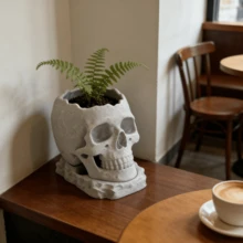 1pc Gothic Style High-Quality Skull Shaped Drip Tray Planter, Breathable Anti-Rot, Suitable For Dining Room, Office, Foyer, Desk, Windowsill And Other Perfect Greenery Companion - A - View 4