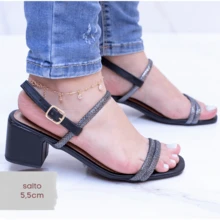Women's Glittery Mid-Heel Sandal With A Comfortable Small Heel - 鏽棕色 - 查看 7