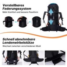 Zaino tattico CITYSPORTS PRO 60L con copertura antipioggia per escursionismo, blu scuro - Blu - Visualizzare 5