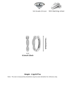 925纯银扭纹编织全锆石耳环，2.2克，低过敏性，情人节/生日礼物 - 銀色 - 查看 10