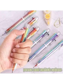 Bộ 3 bút bi hoạt hình dễ thương, nhiều màu sắc, đa chức năng, bấm nút, cá nhân hóa, bút dầu. - A - Xem 12