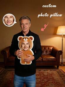 1 Personalized Fun Face Pillow - Customized Photo Double Sided Printing, Customized Face Pillow - Home Style, Ideal Gift For Birthday, Thanksgiving, Christmas - Bear - View 3