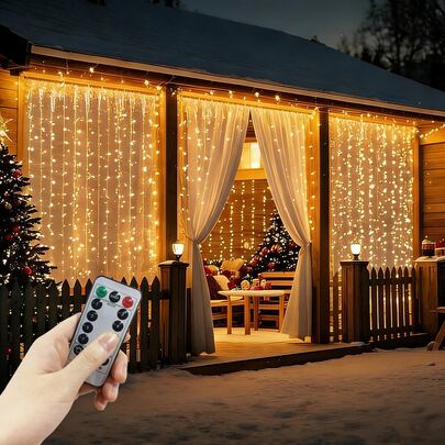 1条情人节装饰串灯，节日照明装饰，USB供电LED窗帘灯带遥控器，背景墙装饰，户外串灯，8种功能仙女灯，室内串灯，DIY灯，花园装饰吊灯，家居照明装饰，生日装饰灯，露营装饰灯，家庭厨房装饰灯，派对婚礼装饰，客厅卧室厨房氛围装饰仙女灯