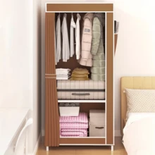 Tủ đựng quần áo dễ lắp ráp kèm nắp chống bụi, làm từ ống thép dày, dung tích lớn, thiết kế đơn giản, giá treo quần áo độc lập với túi bên hông, nhiều màu sắc để lựa chọn, tủ quần áo di động, giá treo quần áo, kệ đựng đồ, tủ quần áo bằng vải không dệt, thanh treo phù hợp cho áo sơ mi, khăn tắm và phụ kiện, lý tưởng để sắp xếp phòng ngủ, tủ quần áo khung kim loại, tấm lưới thoáng khí, tủ quần áo di động, dễ lắp ráp và chắc chắn, phù hợp cho nhà ở, căn hộ, dụng cụ sắp xếp đồ đạc, đồ dùng cần thiết khi đi du lịch. - Nhiều màu - Xem 5