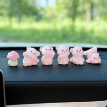 4/5/6pcs Set Cute Pink Resin Bear Figurines, Suitable For Car Dashboard, Rearview Mirror, Window Decor, Desktop Decoration, Gift, Micro Landscape, DIY Crafts - A - View 2