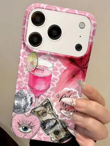 Stylish Cute Leopard Print Pattern Glossy Phone Case Compatible With IPhone 17ProMax 17Pro 17Air 17 16 15 14 13 12 11 Pro Max 16 15 14 Plus Cases Shockproof Back Cover Shell - Baby Pink - View 5