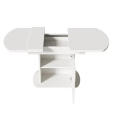 Dining Tables - White+Silver + Particle Board - View 8