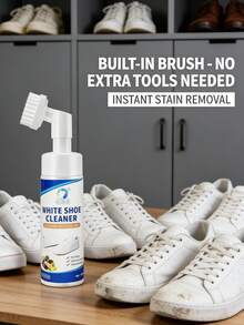 [No Water Cleaner] No Water Sports Shoes Cleaning Kit, 6.24 Fl Oz Foaming Cleaner, Quick Clean Tennis Shoes, Running Shoes, Suede, PU, Includes Microfiber Cloth And Double-Sided Sponge Brush - Waterless Athletic Shoe Cleaner Kit - View 7