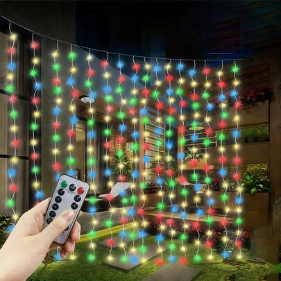8 Lighting Modes String Lights, Decorative Lights For Birthday Party, Camping, Garden, Wedding, Patio, Valentine's Day, Fairy Lights Wreath, New Year Gift, Remote Control, Dining Room, Holiday Lighting, Wall Decor, Curtain Lights