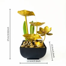 LUMIARTISAN 3-Tier USB Tabletop Fountain | Golden Lotus Leaf With Reflective Lighting | Zen Relaxation Gift - Golden Style One - View 3
