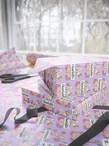 1pc Customized Easter Themed Wrapping Paper, Personalized Name Gift Packaging, Spring Holiday Design With Rabbit & Egg Patterns, Customizable Name Printing, Decorative Gift Wrapping Paper For Easter Celebration And Spring Holidays, Available In 2 Sizes, High-Quality Paper Suitable For Gift Boxes, Bags And Parcels - Easter Style 1 - View 2